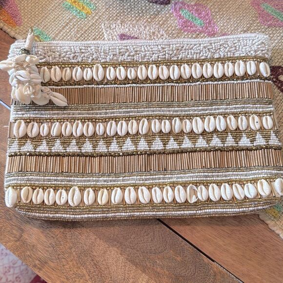 Zara RARE Clutch w Seashells and Beading-Ecru - Picture 7 of 10